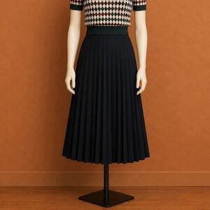 Vintage 70's Black Knife pleated Midi Skirt NWT Size L Dark Academia Whimsigoth